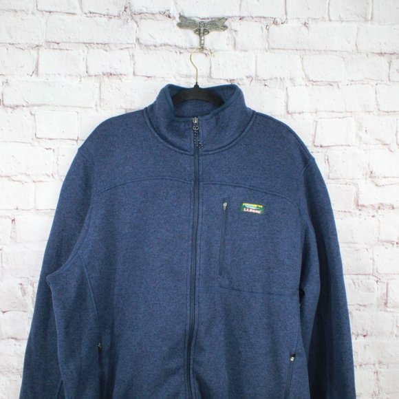 LL Bean Bright Navy Fleece Full-Zip Casual Work Sweater Jacket Size XXL - Picture 3 of 9